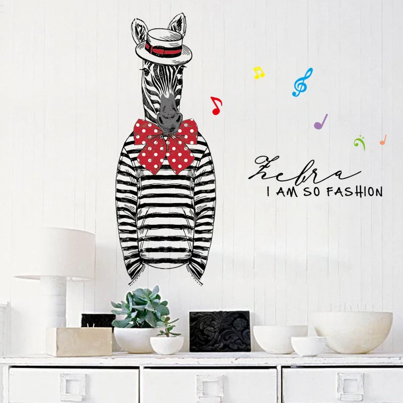 

[Fundecor] zebra sir wall stickers bedroom living room kitchen baby room decor wall decals poster diy murals self adhesive film