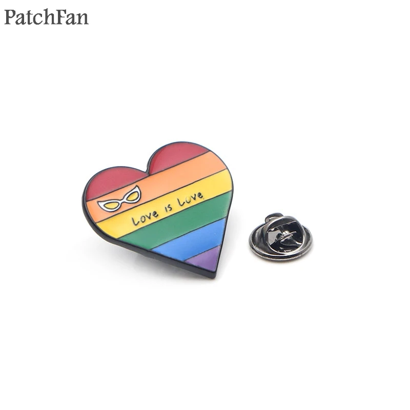 Patchfan love is love Радуга гомосексуальность галстук булавки броши для рюкзака, одежды для мужчин и женщин шляпа Декоративные значки медали A1313