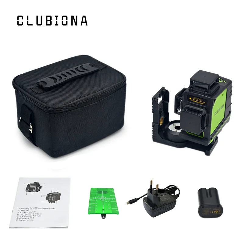 Clubiona CE сертифицированный 3D самонивелирующийся лазерный уровень с 360 градусов немецкий бренд лазерный диод Супер Мощная зеленая лазерная линия
