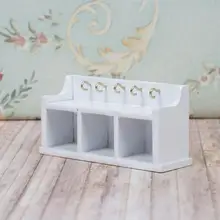 Деревянный кукольный домик Миниатюрный 1:12 мини белый Стеллаж с крючками DIY Миниатюрный Кукольный дом мебель Miniaturas Каса де игрушка Прямая поставка