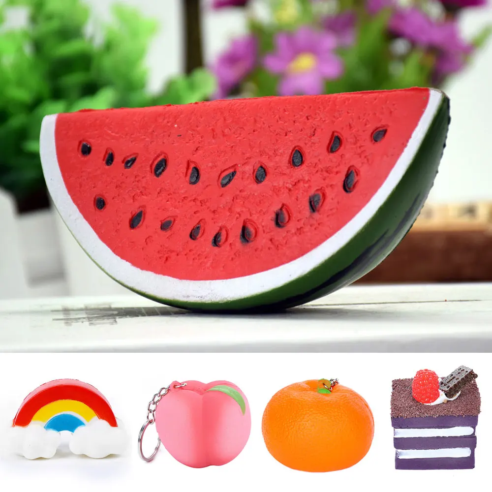 Squeeze Squishy Watermelon Slow Rising Simulation Stress Stretch Bread squish Fruit toy kids toys christmas free shipping