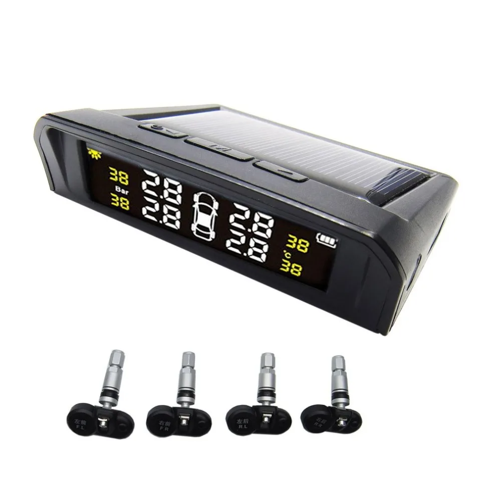 Tp-s1i Tpms Tire Pressure Monitor System Wireless Solar-powered Display 4 Internal Sensors