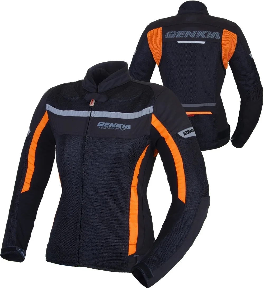 BENKIA JW32 мотоциклетная куртка женская Защитная Сетчатая мотоциклетная куртка снаряжение для верховой езды летняя дышащая мотоциклетная одежда - Цвет: Orange