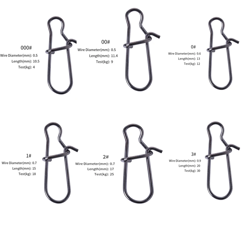 50 шт много крюк из нержавеющей стали быстрый зажим замок вращающиеся твердые кольца безопасности защелки приспособления для рыбалки рыболовные аксессуары