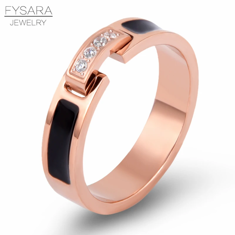 

FYSARA New Brand Resin Black Ring CNC Micro Crystals Finger Ring Fashion Jewelry Punk Male Female Rings Titanium Steel Rings