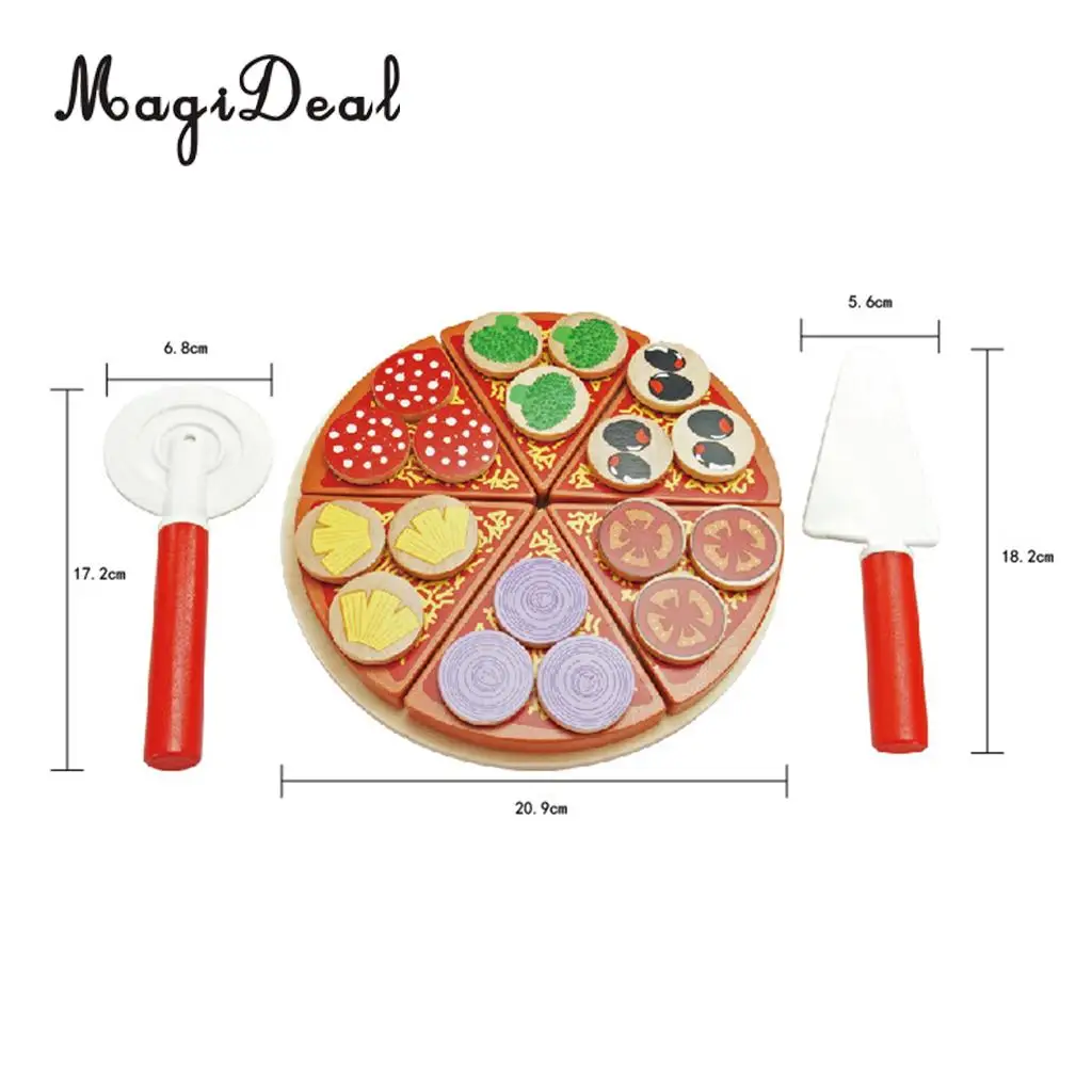 Simumaltion Wooden Sticky Pizza Kitchen Food Cutting Play Kids Pretend Role Play Kitchen Toy Early Learning