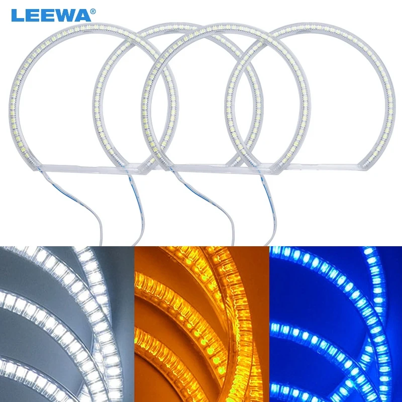 

LEEWA 4x131mm Car SMD LED Halo Rings Angel Eyes DRL Head Lamp For Lada VAZ 2106 Light White/Blue/Yellow #CA1103
