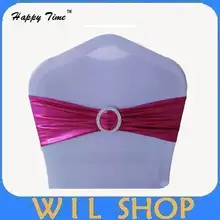 200 шт бронзирующий Эластичный стул пояс металлический золотой спандекс лайкра стул полоса с пластиковой круглой пряжкой