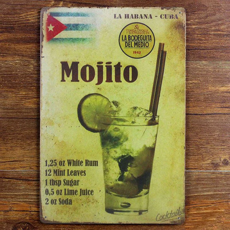 

Mexico Mojito Metal Painting Tea Cafe Store PUB Decor Retro Wall Plaque 20cm x 30cm