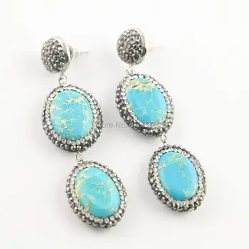 

Fashion 4Pairs Charm Blue Imperial Stones Earring, with Crystal Zircon Paved Dangle Jewelry Earrings