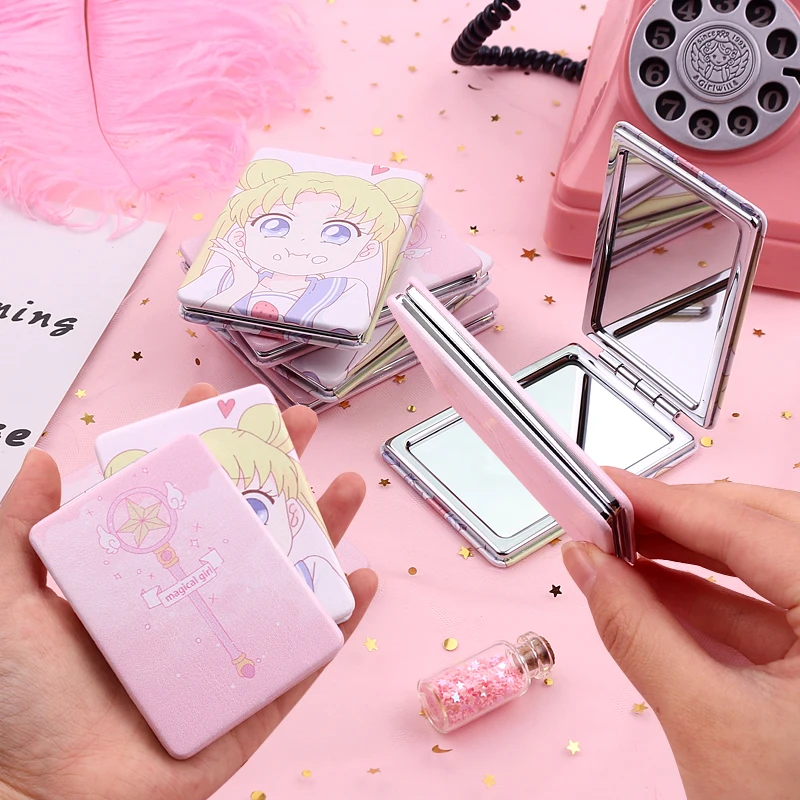 

Cute Sailor Moon Mini Mirror Cosmetic Make up Mirror Cartoon Anime Folding double mirror Cosplay Figure toy