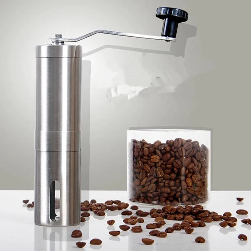 Silver Coffee Grinder Mini Stainless Steel Hand Manual Handmade Coffee