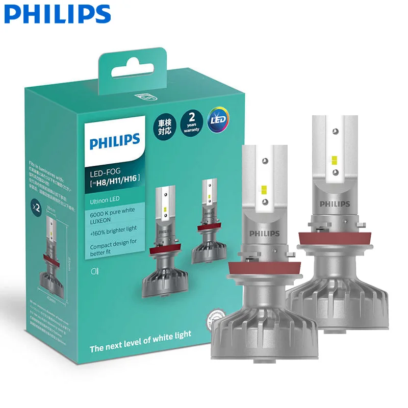 

Philips Ultinon LED H8 H11 H16 12V 11366ULX2 6000K Bright LED Auto Fog Lamps Car Headlight +160% Brighter Germany (Twin Pack)