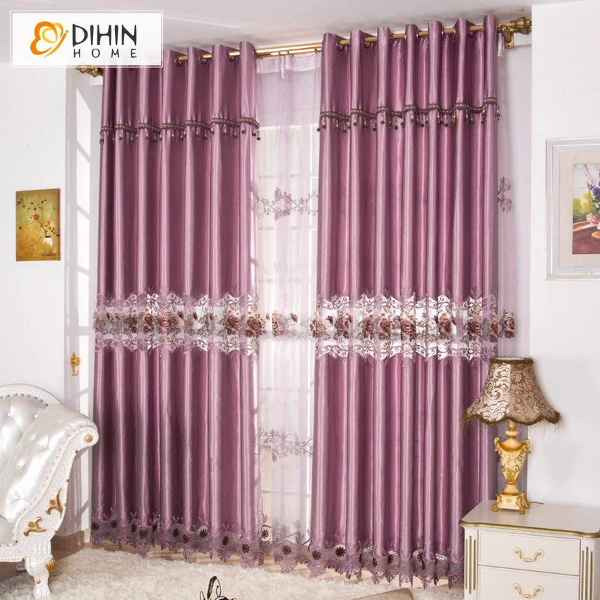 DIHIN 1 PC European Purple Color Luxury Curtains for Living Room