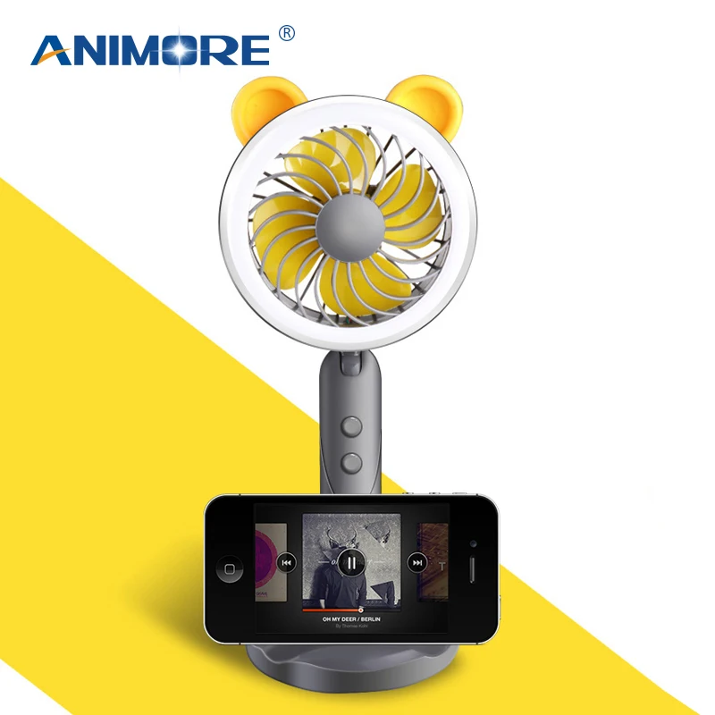 

ANIMORE Portable USB Fan With LED Light And Mobile Phone Stand 2 Speed Adjustable Mini Fan Handy Desk Lamp USB Cooling Fan