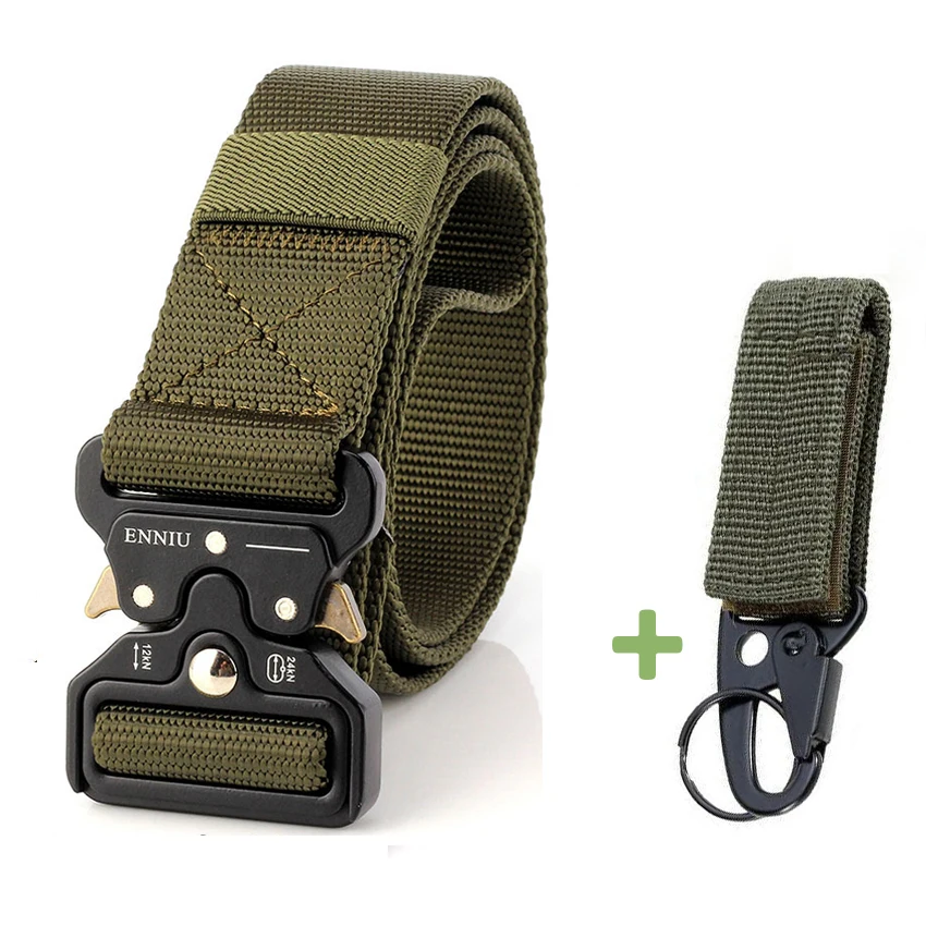 

New Tactical belt Military high quality Nylon men's training belt metal multifunctional buckle outdoor sports hook Waist Belt