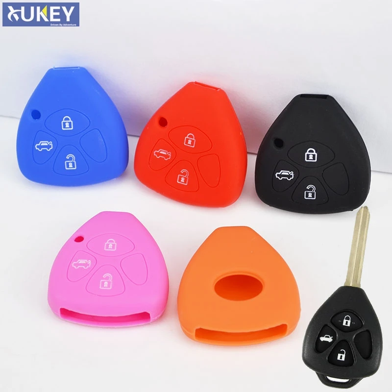 

Fit For Toyota Avensis Avalon Matrix Yaris Venza Scion Xd Xb Iq Tc Fr-S Brz Silicone Cover Fob Holder 3 Button Remote Key Case
