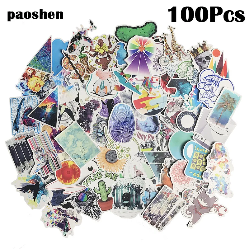 

100 Pcs Waterproof Pvc Cool Sticker for Car Skateboard Luggage Guitar Laptop Motorcycle Decorate Girl Boy Decorate Toy Stickers