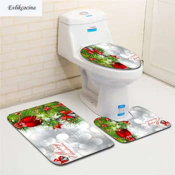 

Free shipping 3pcs/set Santa Bells toilet Carpet Set Absort Water Alfombras Para El Bano Colored Tapete Banho Badkamer Tapijt