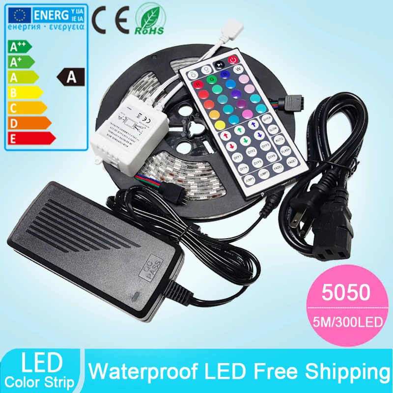Светодиодная лента SMD5050 RGB 5 м 300 светодиодов 12 В постоянного тока IP65