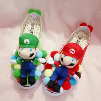 

Spring custom cute cartoon flat shoes super Mario comfort Lok Fu casual shoes.