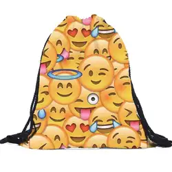 Женские и мужские Простые Модные Drawstring сумка женская сумка унисекс Emoji 3D печати сумки женские роскошные Drawstring рюкзаки Mochila A8