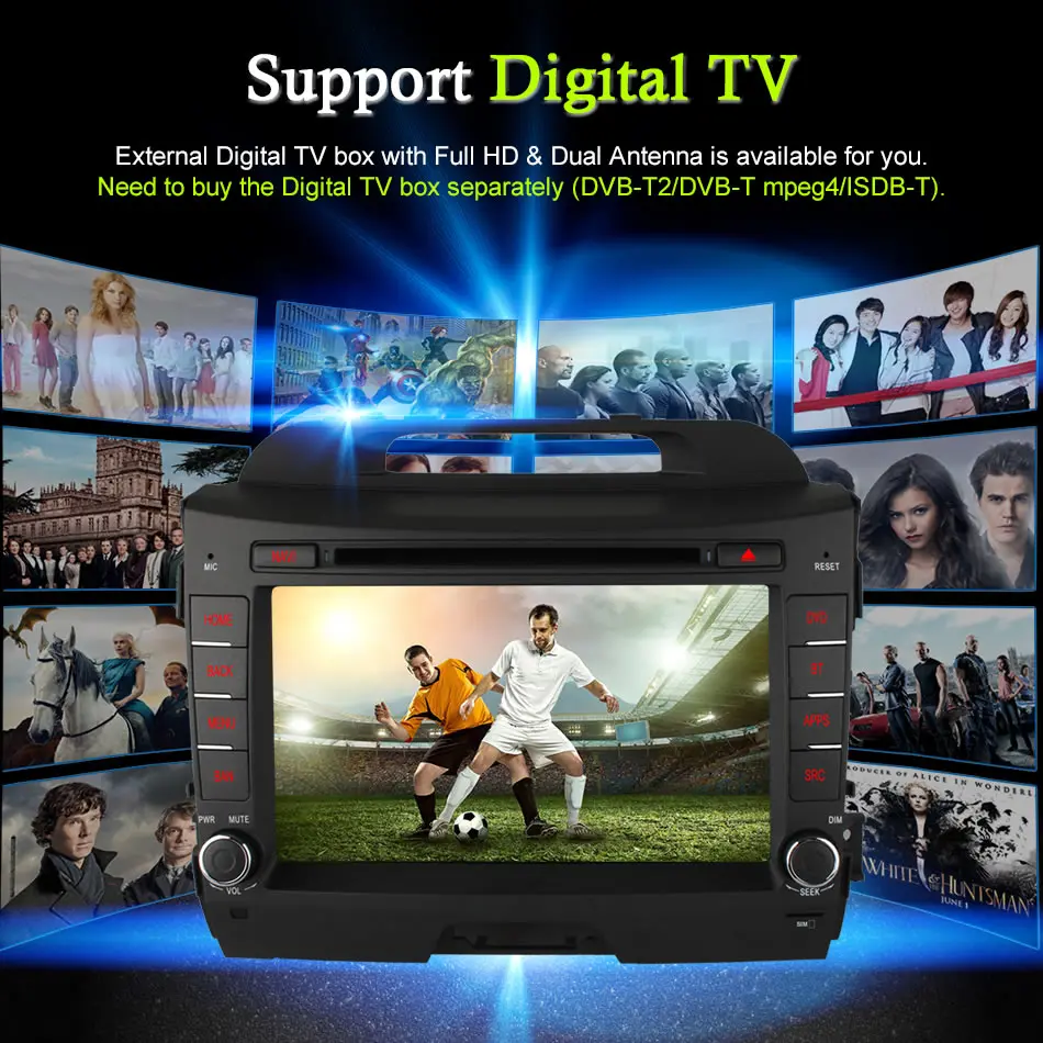 Sale vehicel 2 din Android 6.0 Octa 8 Core car dvd player FOR KIA sportage R 2011 - 2015 gps navi 2 din wifi 4G 2GB RAM 32GB ROM 11