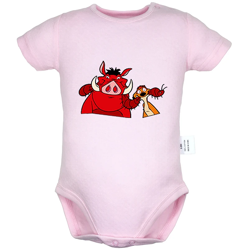 Baby798PD Funng Pumbaa/Одежда для новорожденных девочек и мальчиков с принтом «Король Лев»; комбинезон с короткими рукавами; комбинезоны; хлопок - Цвет: Baby798PD
