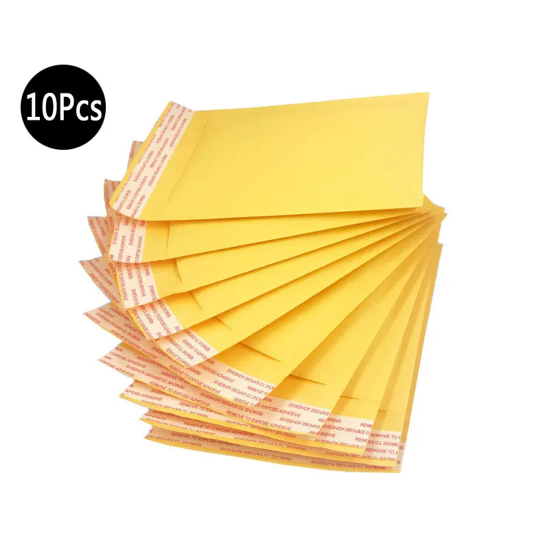 

10Pcs Mailing Bags Window Envelopes Bag Moistureproof High Quality Kraft Paper Seal Yellow Stationary Paper Envelopes