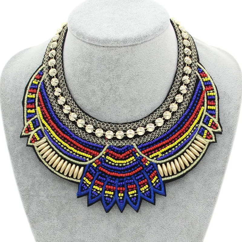 MANILAI Fashion Handmade Ethnic Choker Necklace Bib Collares Multicolor Beads Statement Necklaces Boho Jewelry Women Accessories