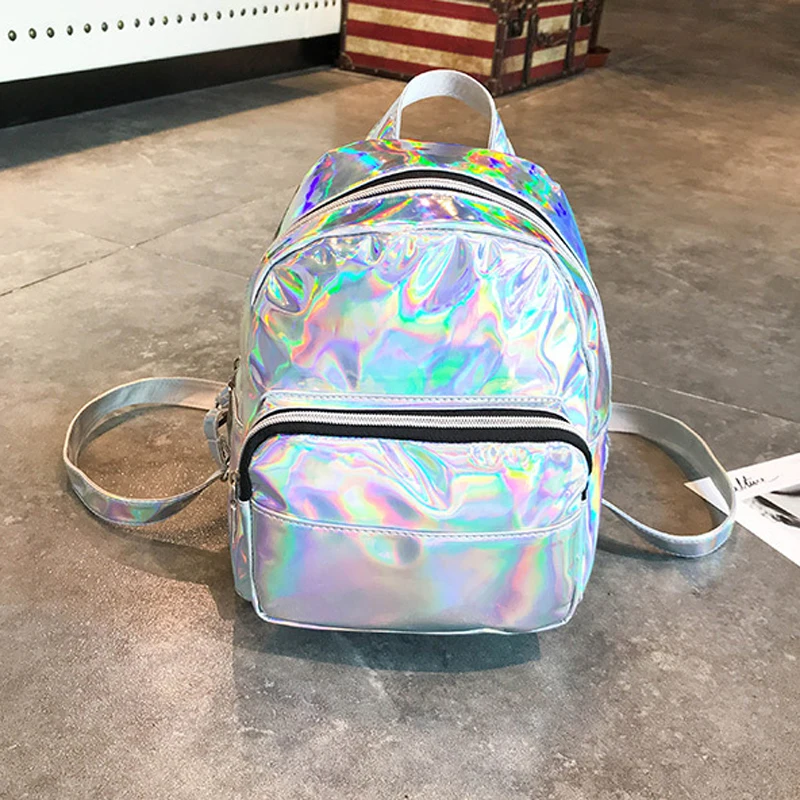 Women Vogue Colorful Backpack Transparent Reflective Hologram Holographic Bag Hot Solid Color Laser Backpack Popular Travel Need