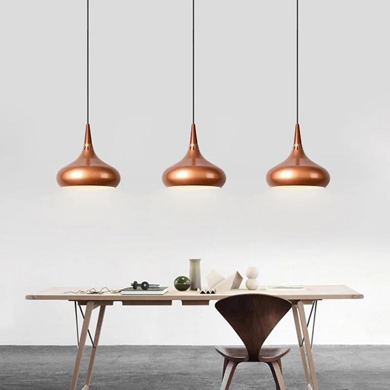 Copper Nordic Pendant Lights Aluminum Wood Hanging Drop Lamp Restaurant Kitchen Light Suspension Luminaire Home Christmas Light (7)