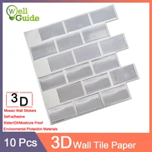 10pcs Wallpaper 3D Mosaic Marble Brick Self-Adhesive Wall Stickers Waterproof DIY Kitchen Bathroom Home Wall Decal Sticker Vinyl 10pcs Wallpaper 3D Mosaic Marble Brick Self-Adhesive Wall Stickers Waterproof DIY Kitchen Bathroom Home Wall Decal Sticker Vinyl