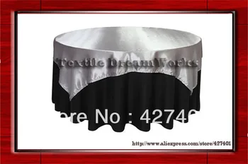 

Hot Sale 90X90 " Square Dark Silver Satin Overlay For Tablecloth / For Wedding