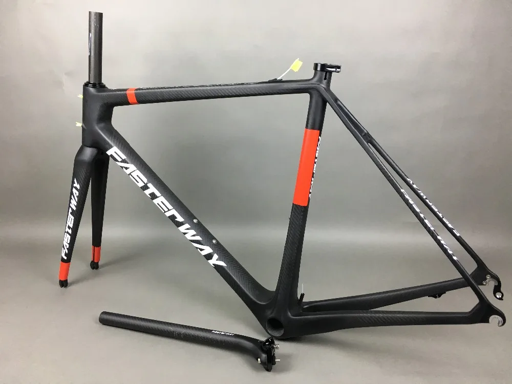 Discount classic design FASTERWAY PRO full black with no logo carbon road bike frameset:carbon Frame+Seatpost+Fork+Clamp+Headset,free ems 92