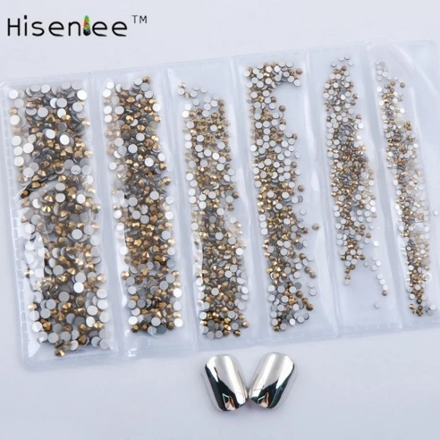 ss3 ss4 ss5 ss6 ss8 ss10 Small Sizes all 1728pcs Nails Art Crystal Glass Rhinestones For Nails 3D Nail Art Decoration Gems - Цвет: gold mine
