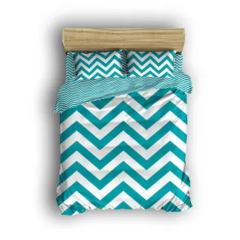 

Twin Size Bedding Set- Chevron Zig Zag Duvet Cover Set Bedspread for Children/Kids/Teens/Adults-Teal Turquoise,4 Piece