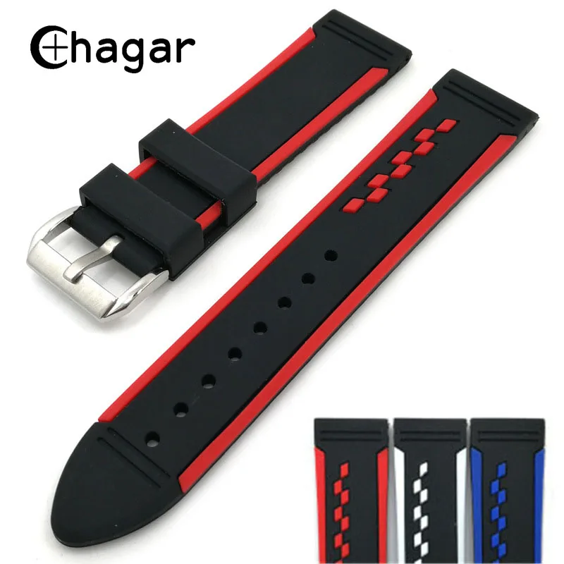 

20mm 22mm 24mm Soft Rubber Silicone Watchbands Sports Diving watch Strap Waterproof watch accessories for men Relojes Hombre