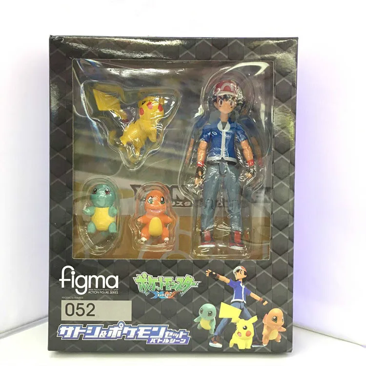 

Pokemon Figma 052 Ash Ketchum Pikachu Squirtle Charmander PVC Action Figure Collectible Model Toy