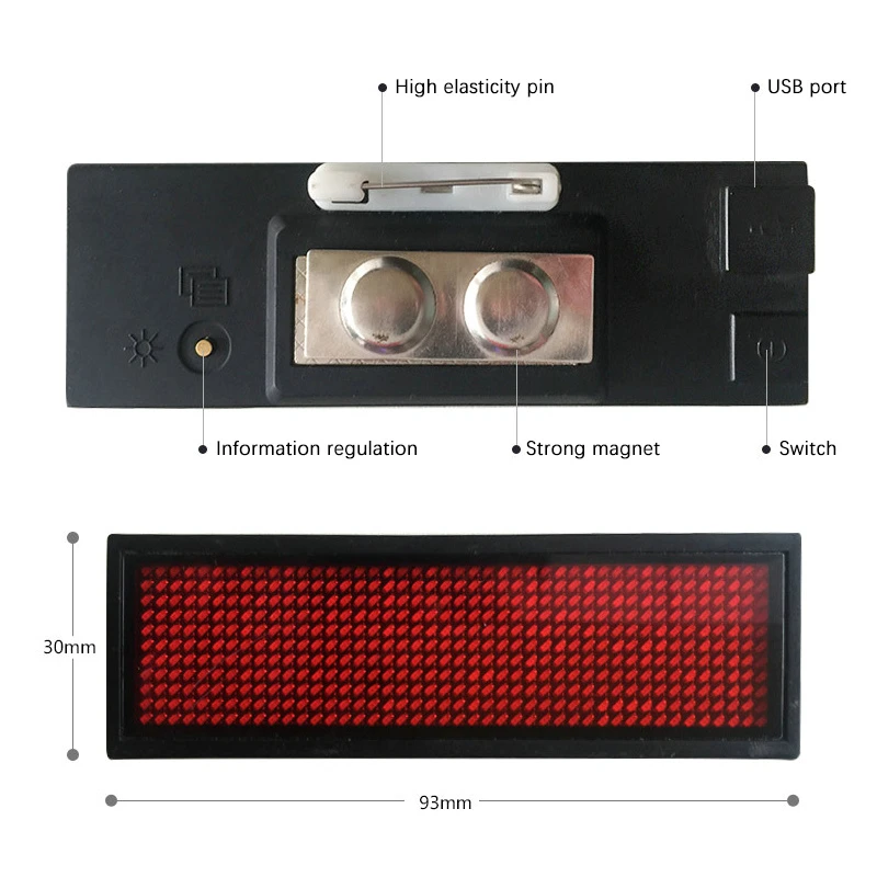 Светодиодный экран для электронных дисплеев DIY, светодиодный значок, визитная карточка, прокрутка, рекламный светильник, товарный знак, нагрудник, номер работы