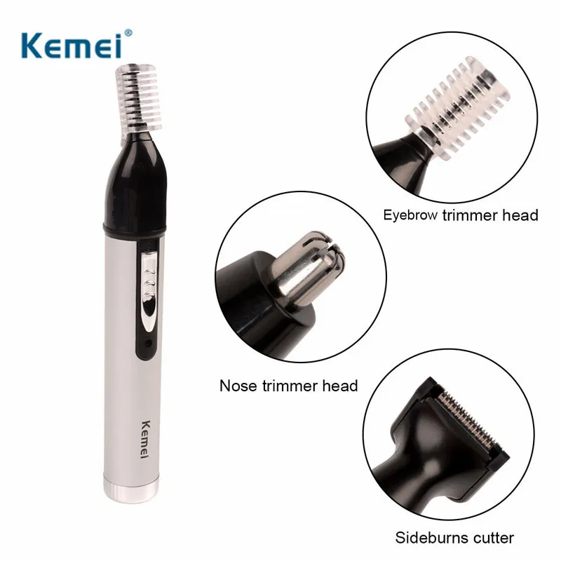 Kemei 3 in1 аккумуляторная триммер для носа электробритвы триммер для бороды брови ушей Триммер Борода бритья Уход за лошадьми Clipper