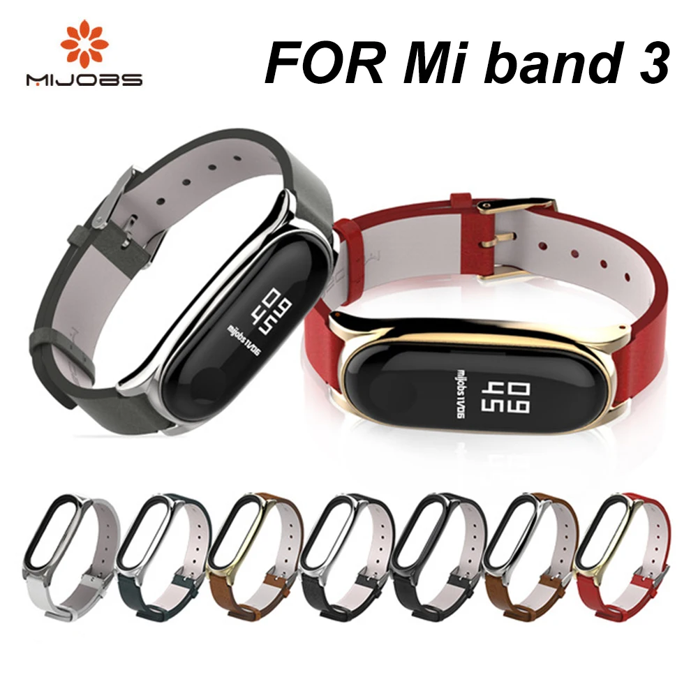 Кожаный ремешок Mijobs Correa Mi Band 3 металлический на запястье для Xiaomi аксессуары Miband |