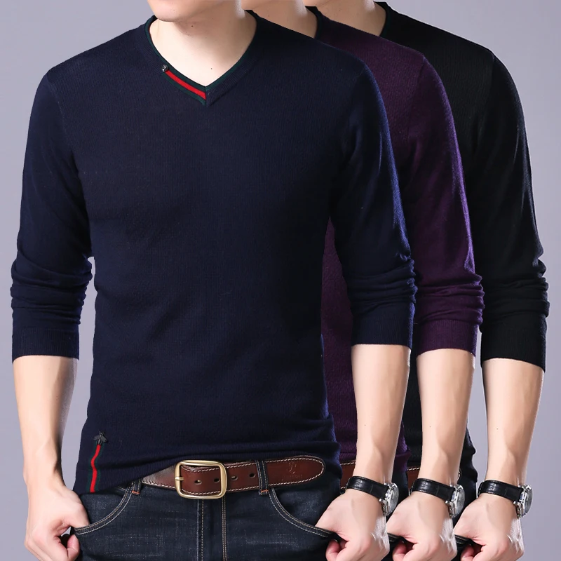2017V Neck font b Sweaters b font Stylish Knitted Long Sleeve font b Men b font