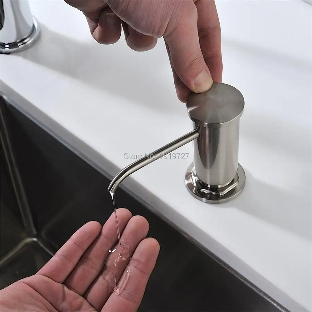 Billig Großhandel Kapazität 320 ML ABS Flasche Bad Küche Pumpe Flüssige Lotion Arbeitsplatte Waschbecken Seifenspender In Gebürstetem Nickel