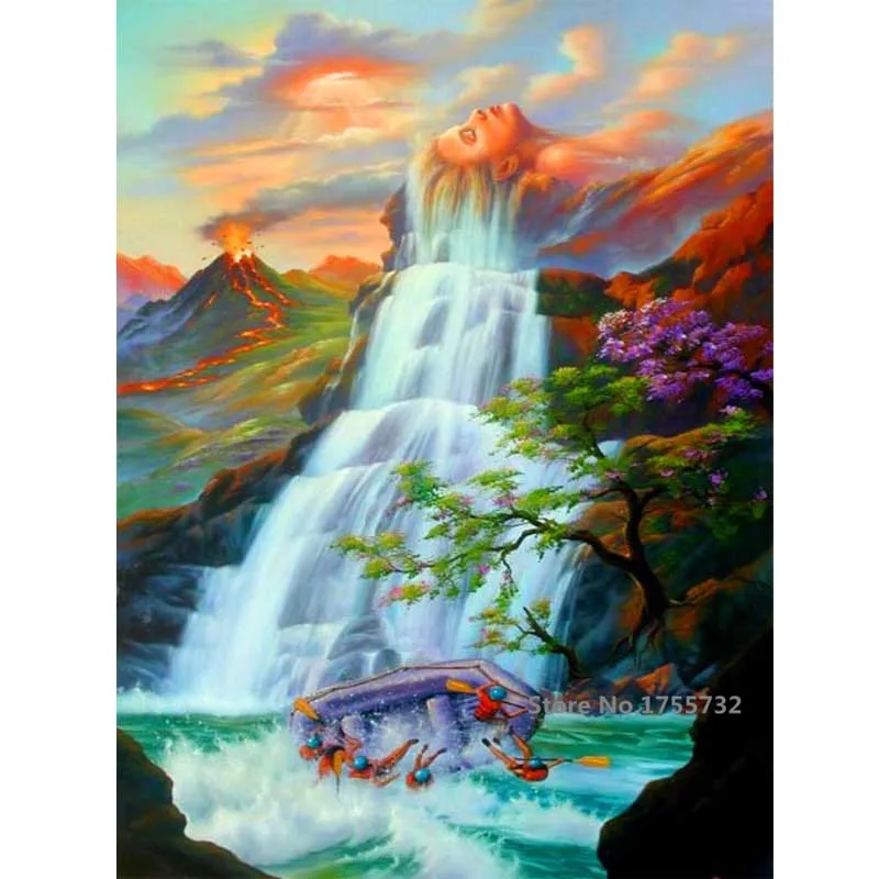 

Frame River Landscape DIY Acrylic Painting By Numbers On Canvas Wall Art For Wedding Decoration Home Decor Drop Shipping RA3122