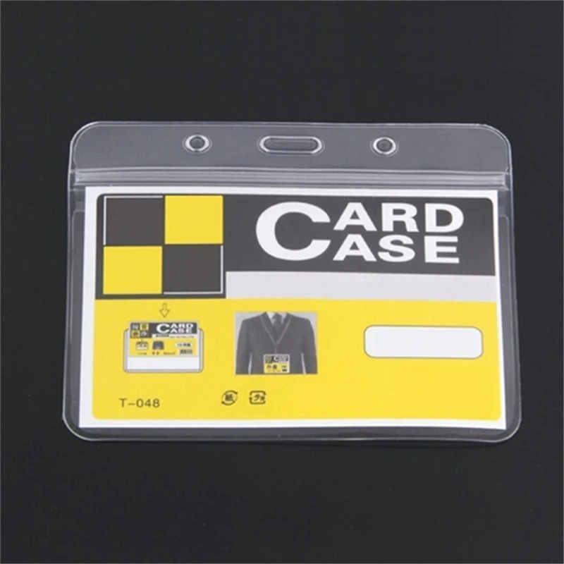 

10Pcs Popular Convenient Transparent Acrylic PVC Business ID Badge Card Holder Office Supplies Stationery