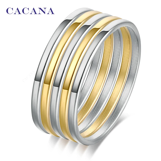 CACANA Titanium Stainless Steel Rings For Women 1set(5pcs) High Quality Free Com CACANA Titanium Stainless Steel Rings For Women 1set(5pcs) High Quality Free Com