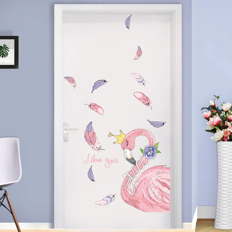 

[SHIJUEHEZI] Nice Flamingo Wall Stickers DIY Bird Animals Feathers Mural Decals for Living Room Baby Bedroom House Decoration