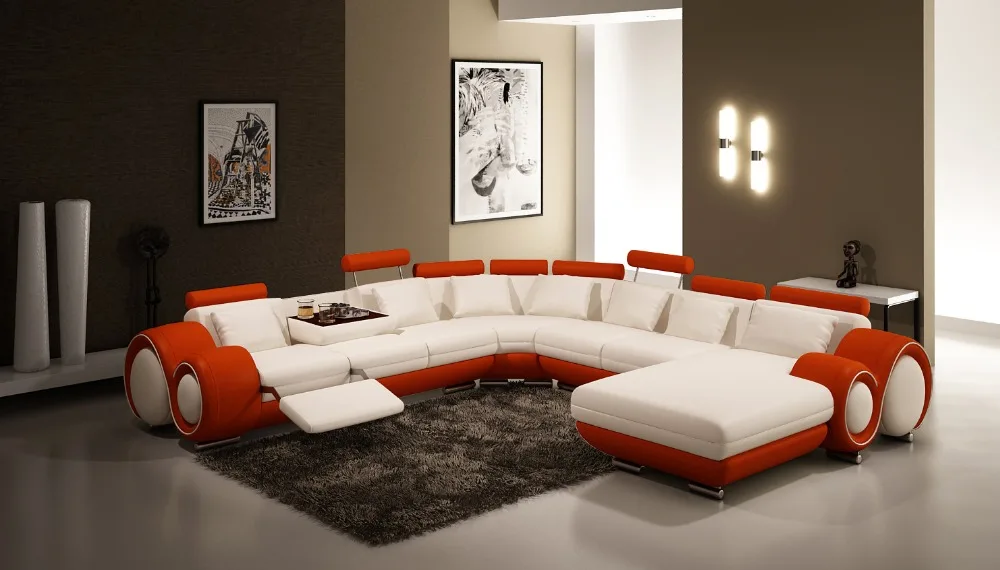Keizer gastvrouw Tweet Moderne woonkamer grote hoekbank u-vormige sectionele lederen couch voor  meubelen - AliExpress Meubilair
