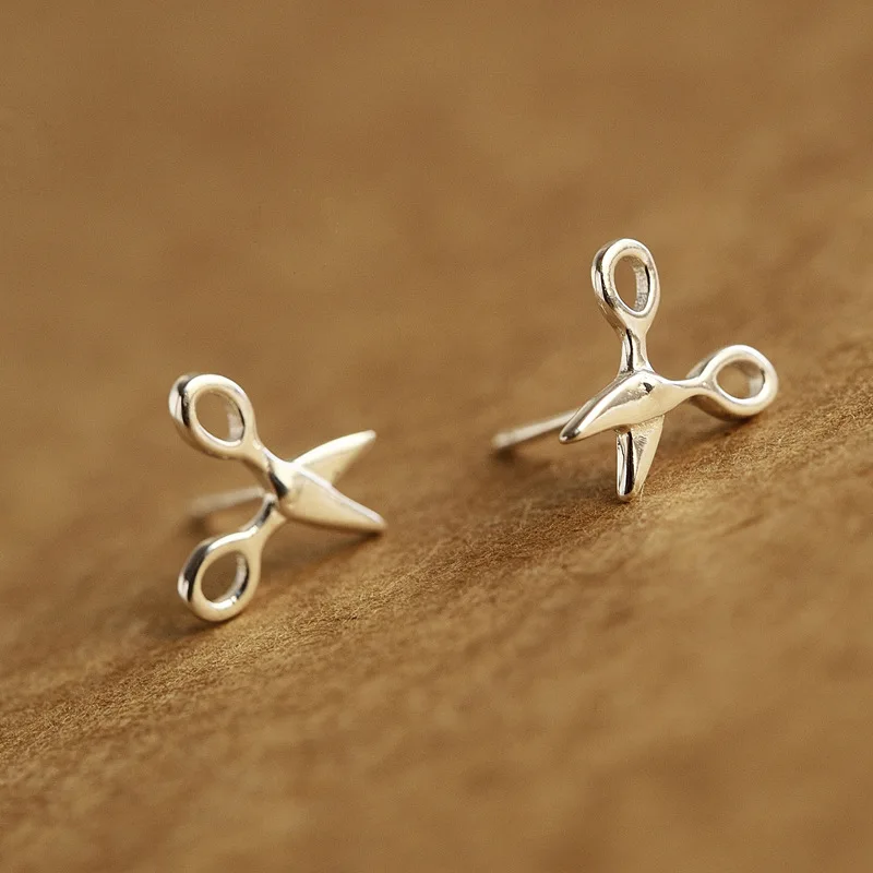 925 Sterling SV Creative cute scissors earrings for women gift | Украшения и аксессуары